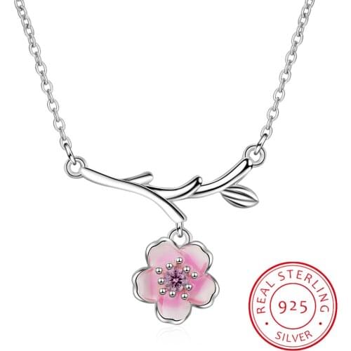 2019 New Arrivals 925 Sterling Silver AAA Zirconia Cheery Flower Necklaces Pendant For Women Fashion sterling-silver-jewelry