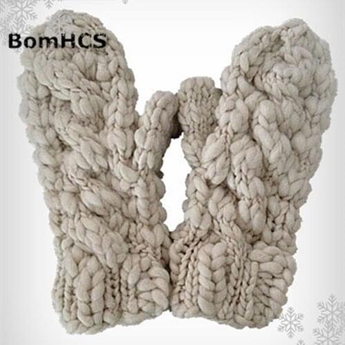 Winter Warm Wool Pure Handmade Gloves Knit Gloves Christmas Gift 001
