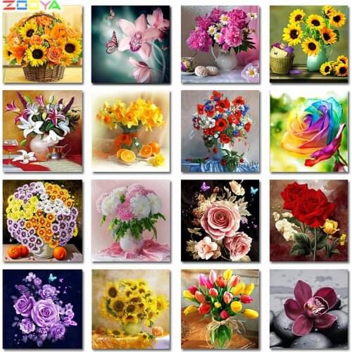 ZOOYA DIY 5D Diamond Embroidery Lilac Flowers Sale Diamond Cross Stitch Kits Diamond Mosaic Flowers Baskets Home Decor 6R1944