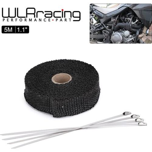 1" 5M Motorcycle Exhaust Thermal Exhaust Tape Header Heat Wrap Resistant Downpipe For Motorcycle Car Accessories + 4 pcs Ties