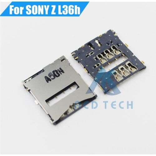 10PCS/LOT 100% Original New Replacement Sim Card Reader Holder On Board Sim Tray For Sony Xperia Z L36H Lt36 C6602 C6603