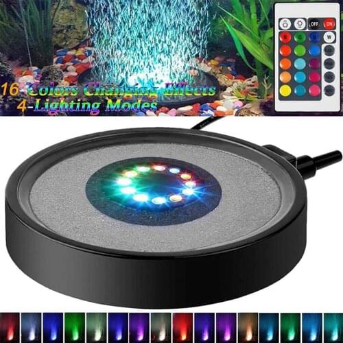16 color Changing 4 lights LED fish tank bubble light remote control fish tank gas stone disc light with EU/US/UK/AU Plug