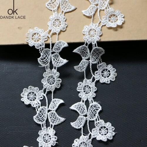 2 Yards High quality Water Soluble Lace Trim Braid Lace DIY Garment Accessories Embroidery Fabric Lace Trims