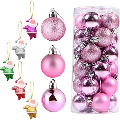 24Pcs Christmas Balls Party Xmas Tree Decorations Hanging Ornament + 6PC Santa christmas ornaments christmas decorations