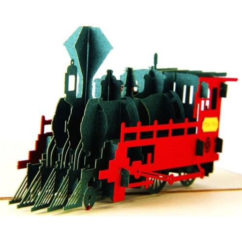 3D Laser Cut Handmade Cute Retro Train Locomotive Paper Invitation Greeting Cards PostCard Birthday Party Thanksgiving Gift