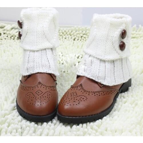 9 Colors Women Knit Leg Warmer Short Boot Cuffs Buttons Crochet Boot Socks Knitted Gaiters Leg Warmers for Autumn/Winter