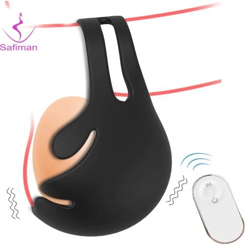 9 Modes Vibrating Penis Massager Ring Dildo Sex Toys for Men Scrotum Massager Male Chastity Cage Testicle Bondage Vibrators