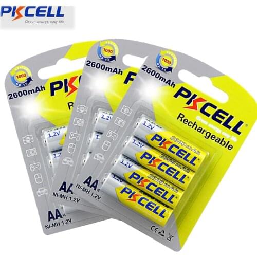 12Pcs/3Card PKCELL AA 1.2V NIMH 2600mah Rechargeable Battery Real Capacity Factory direct For Camera