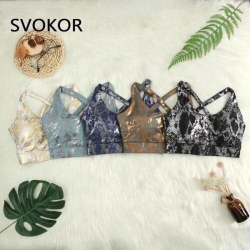 SVOKOR Snake Printed Seamless Women Sport Bra Fitness Top Padded Comfort Underwear Gym Brassiere Females Active Wear Cross Back