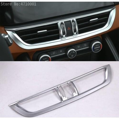 ABS Chrome Center Center Console AC Air Conditioning Vent Outlet Frame Trim Refitting Accessories For Alfa Romeo Giulia 2017
