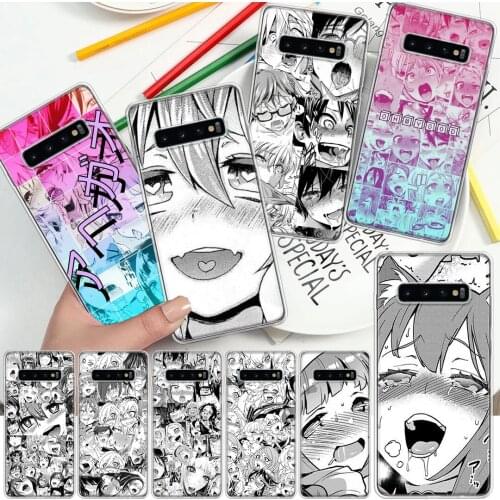 Anime Girl Japan Manga Face Soft Cover Phone Case For Samsung Galaxy S10 S21 S20 FE S9 S8 S7 Note 10 9 8 Plus Ultra Lite J4 J6