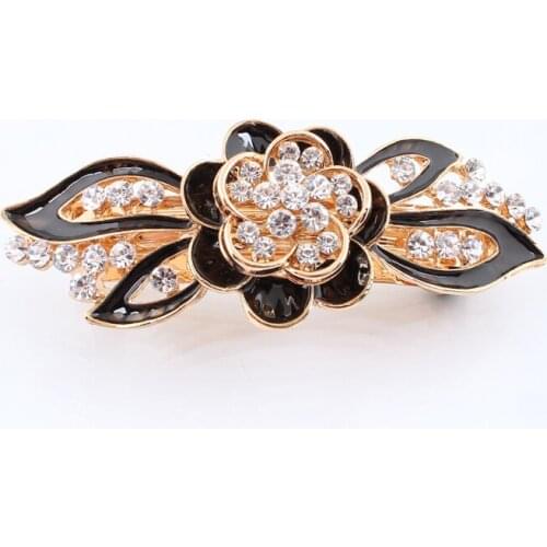 Flower Crystal epoxy Hair clips Hairpin women jewelry Christmas gift Golden plated alloy barrettes