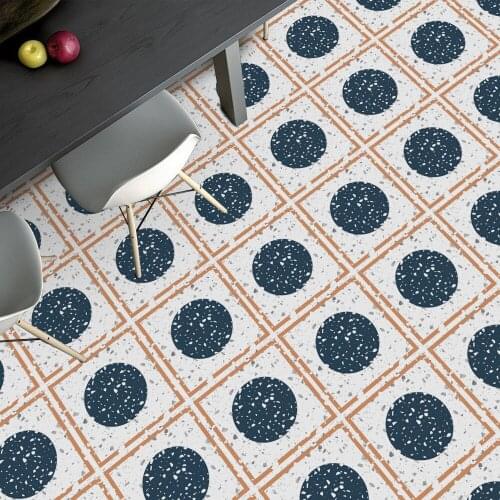 European and American floor stickers terrazzo bedroom decoration blue dots creative thickened floor tiles PVC stickers