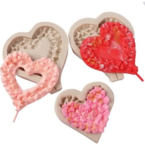 Cake Mold Diamond Love Lollipop Silicone Mold Coral Sugar Love Mold Fondant Chocolate Mold For Valentines Day