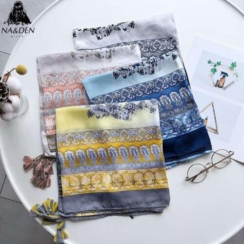 Beautiful Flower print cotton scarfs with tassel luxury muslim women hijab ladys fashion wrap shawl scarves 10pcs/lot Hot Sale