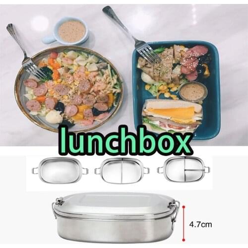 Hot Selling Kitchen Bento Lunch Box Stainless Steel Eco Friendly Lunchbox Set for Kids Food Containers with Lids Handle Storage