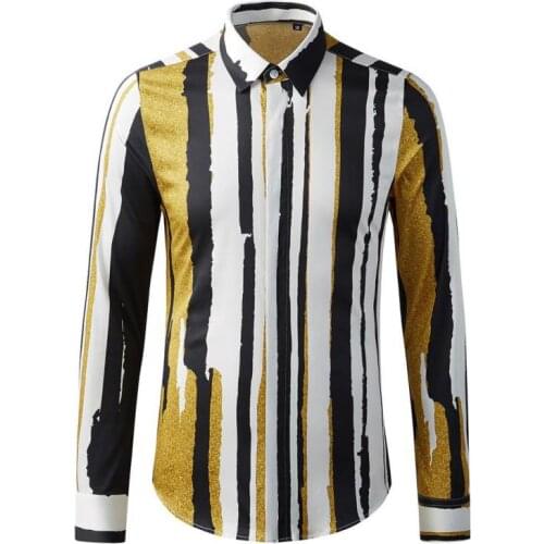 Minglu 100% Cotton Male Shirts High Quality Long Sleeve Royal Digital Printed Mens Dress Shirts Fashion Slim Fit Party Man Shrit