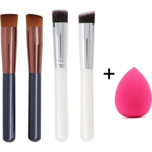 Oblique Head /Flat Top Foundation Brushes Concealer BB Cream Multi-function Face Makeup Brushes Beauty Tools Cosmetic Sponge