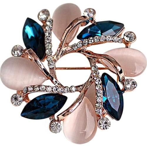 Fashion Women Diamond Crystal Bauhinia Shape Brooch Dress Decorative Pin TT@88