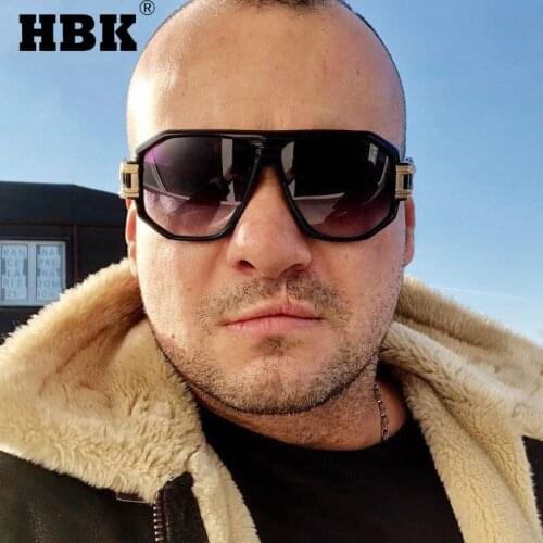 HBK New Retro Oversized Square Sunglasses Men 2021 Vintage Big Frame Sun Glasses Women Fashion Travel Driving Eyeglasses UV400
