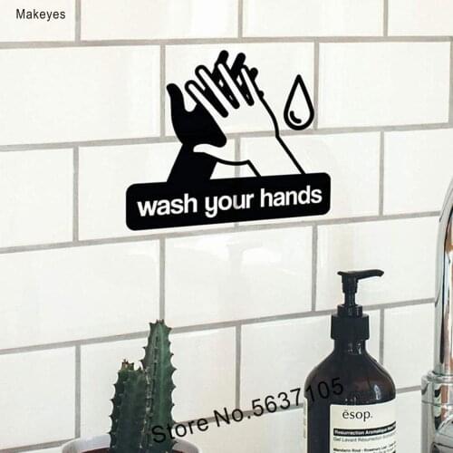 Makeyes Wash Your Hands sticker,Bathroom and Restroom Wall Decal,Decals Q408