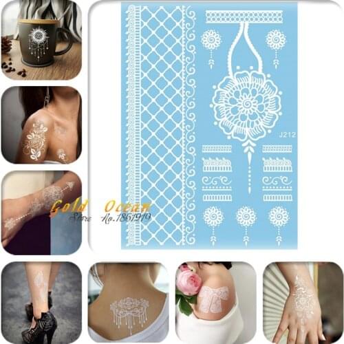 1PC Fake Flash White Ink Tattoos Stickers Mehndi Tattoo GJ212 Temp Flash Tattoo Paste Henna Flower Women Brides Tattoo Bracelet