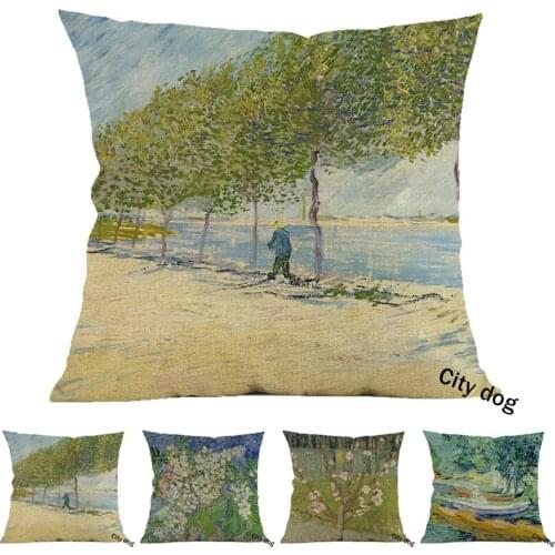 By the Seine 1887 Painting art Cotton and linen square 45*45cm pillow case Cushion cover Home sofa pillowcase Decor