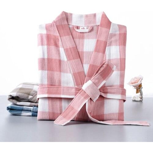 Nightgown Sexy Bath Robe Womens SleepweaNew Autumn 100% Cotton Double deck Gauze Sleepshirts Female Home Bathrobe