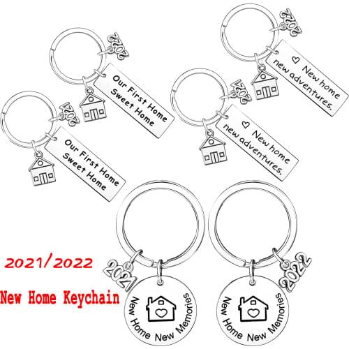 Pack of 2 New Home Keychains 2021 Housewarming Gift New Home Gift House Keyring First Home Gift Realtor Closing Gifts