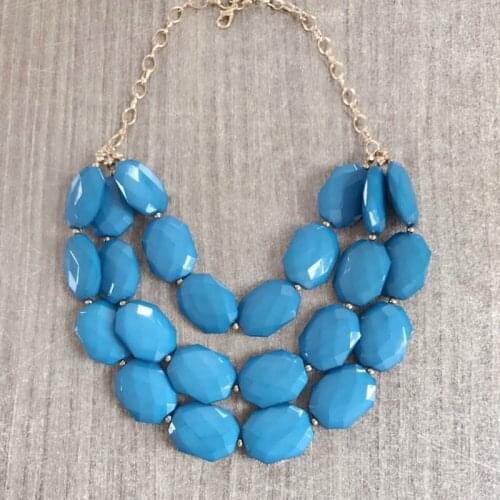 New Three Layers Geometric Acrylic Beaded Statement Ladies Collar Necklace