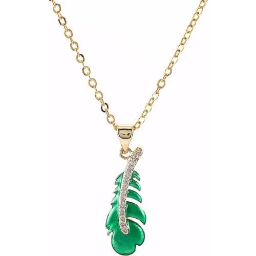 New Fashion Jewelry Enamel Zircon Leaf Charms Necklaces & Pendants For Women Accessories Vintage Copper Choker Necklaces Gifts