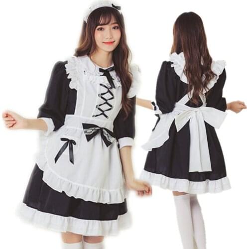 Lolita Dress Maid Cosplay Fantasia Carnival Party Black Dress Women Princess Dress Girl Halloween Costume For Girls