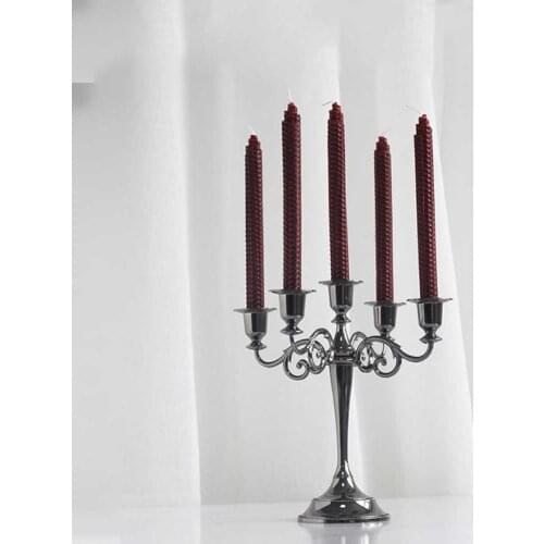 3/5-Arms Candlestick Candle Holders Home Decoration Wedding Centerpiece Table Center Metal Pillar Black Antique Retro Dinner