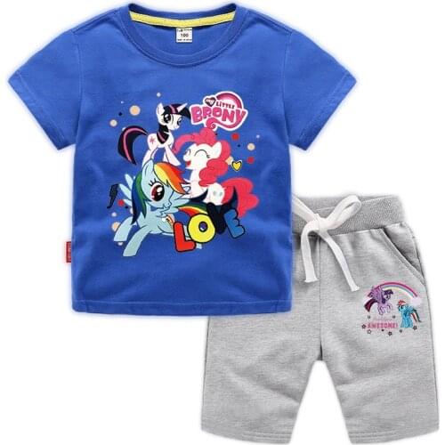 My Little Pony Casul Sport Summer Children Clothes Set Sports Clothes For Baby Girl Boy Tshirts 2 Piece Set Kids Baby Clothing