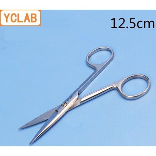 YCLAB 12.5cm Straight Scissors Stainless Steel Dissecting Operation Removal Stitch Medical Laboratory