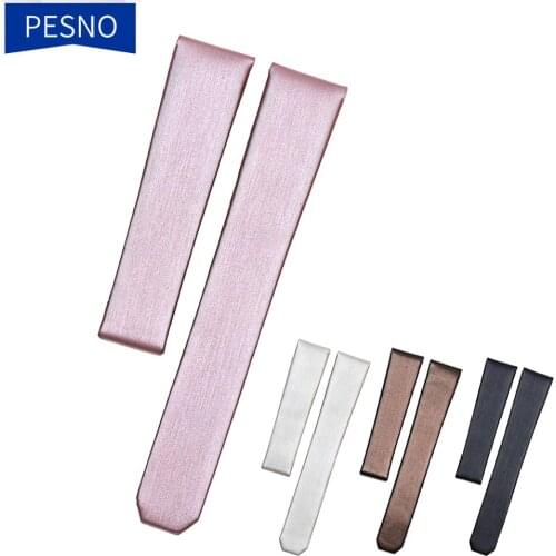 PESNO Compatible for TAG Heuer F1 WAC1214/1215/1216/1218 Ladies Watch Band Soft Spun Silk Genuine Leather Replacement Straps