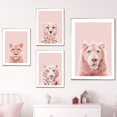 Lion Tiger Elephant Giraffe Zebra Nordic Posters Prints Canvas Painting Animals Photo Wall Art Pictures Kids Room Bedroom Decor