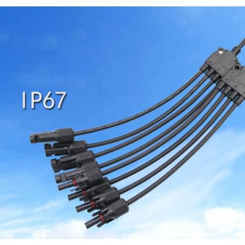 Solar photovoltaic connector Y-type five-way plug solar panel assembly parallel connector one point four-to-four adapter