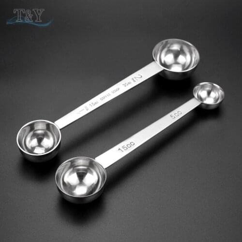 T&Y 1 PC 5/15ml, 15ml/30ml Stainless Steel Dual Sided Tablespoon Measuring Spoon, Milk Coffee Powder Measuring Scoop Spoon