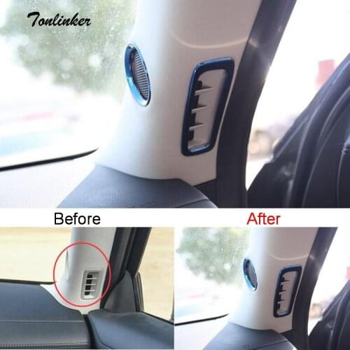 Tonlinker Cover Case Sticker for MAZDA CX5 2017-18 Car Styling 4pcs Stainless steel A Pillar Outlet position Cover case stickers