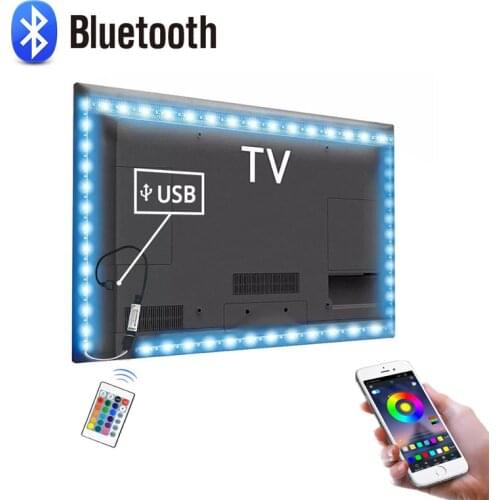 1/2/3/4/5 M LED TV USB light 5V Bluetooth RGB Book Light with 24 keys IR Remote and APP control For TV background decor Lighting