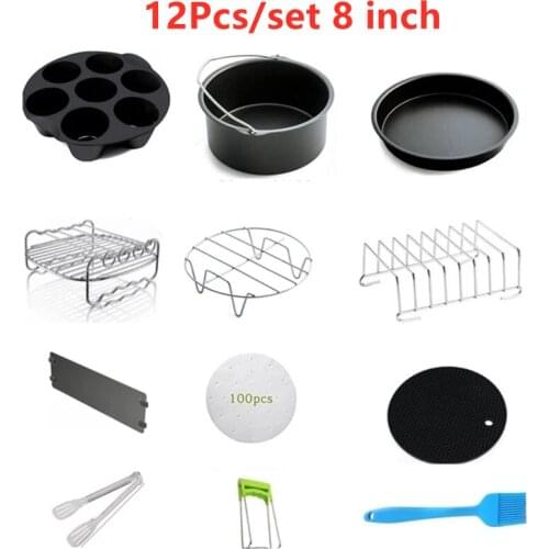 8 Inch 12pcs/set High Quality Air Fryer Accessories For Gowise Phillips Cozyna and Secura Fit all Airfryer 5.3QT to 5.8QT