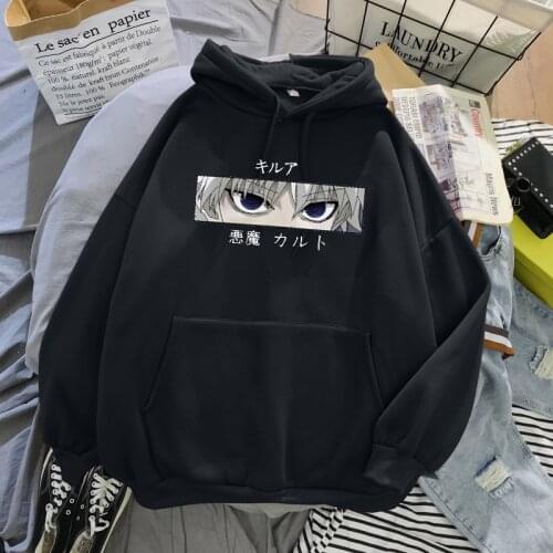 Women Hoodies Hunter X Hunter Women Pullovers Hoodies Sweatshirts Killua Zoldyck Devil Eye Print Anime Hoody Streetwear Tops