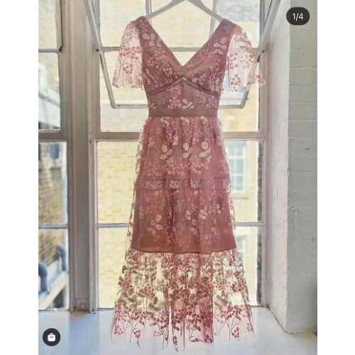 2021 new arrive summer Womens pink flower sequin long Dress