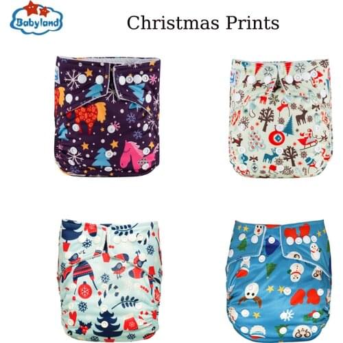 Christmas Prints Baby Diaper 1PC Child Cloth Nappy Waterproof Diapers Reusable Nappy Covers Soft & Comfortable Diapers 0-2 Years
