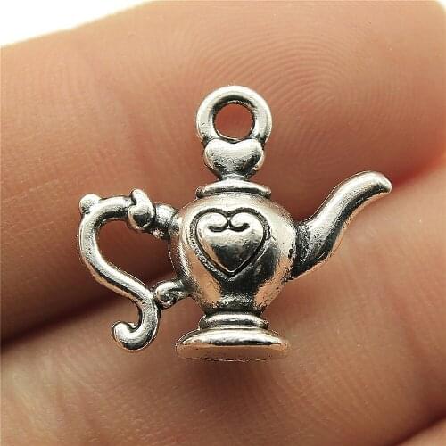 10pcs 21x19mm Pendant Teapot Kettle Charm Pendants For Jewelry Making Antique Silver Color 3D Teapot Pendants