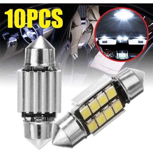 10pcs 31mm 8LED Light Canbus Car Festoon License Plate Map Dome Door Glove Box Lamp Bulb For BMW Mercedes