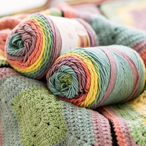 100g 193M Rainbow Segment Dyed Yarn 5 Strand Wool DIY Handmade Knitted Baby Sweater Hat Scarf Sofa Cushion Cake Yarn