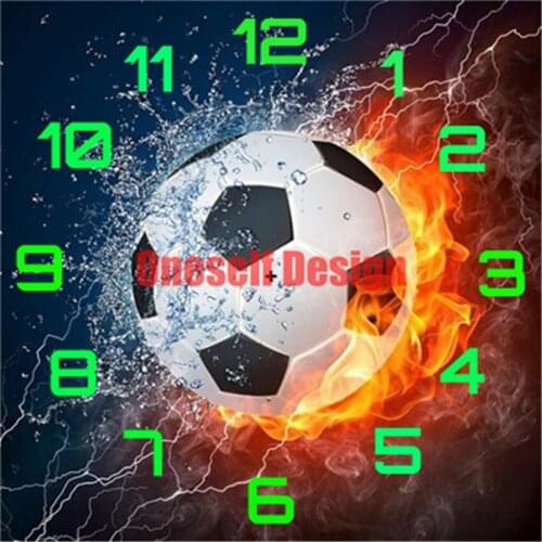 2021 5d diamond painting full clock football diamond art kit clock diy frame decoration home diamond mosaic rhinestone pictures