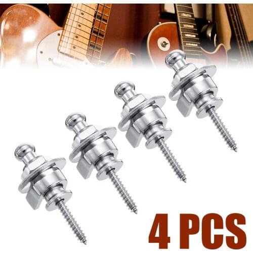 4pcs Silver New Style Guitar Strap Buttons Locks Round Head Non-slip Nails for all Acoustic Electric Bass Guitar Strap